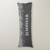 グレーアンドシルバーフェイクグリッター美学名前をカスタムする ボディピロー (正面縦)