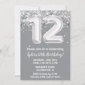 グレーアンドシルバー12誕生日 招待状 (正面)