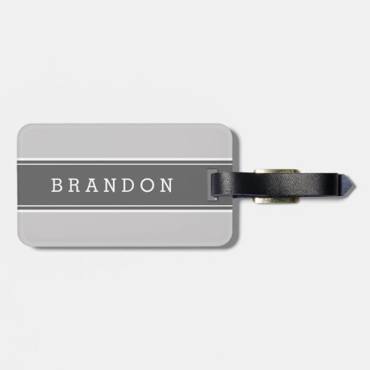 グレーアンドチャコールラグビーストライプグカスタムモノグラム ラゲッジタグ (裏面横)