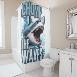 グレーアンドネイビーシャークティースグラフィティ通りデザイン シャワーカーテン