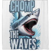 グレーアンドネイビーシャークティースグラフィティ通りデザイン シャワーカーテン (正面)