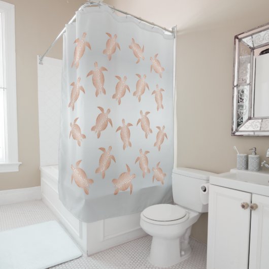 グレーアンドバラ金ゴールドカメ |沿岸 シャワーカーテン (インサイチュ)