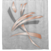 グレーアンドバラ金ゴールド |抽象芸術アート シャワーカーテン (正面)