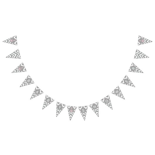 グレーアンドパステルピンクシェブロン航海のベビーシャワー バンティングフラッグ (全)