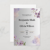 グレーアンドパープル結婚式招待状 招待状 (正面/裏面)
