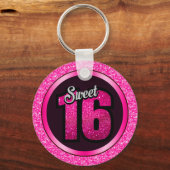 グレーアンドピンクグリッター キーホルダー (正面)