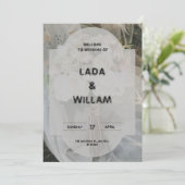 グレーアンドブラウンエレガントウェディング招待状 招待状 (スタンド正面)