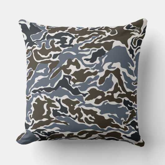 グレーアンドブラウン迷彩柄装飾用クッション クッション (正面)