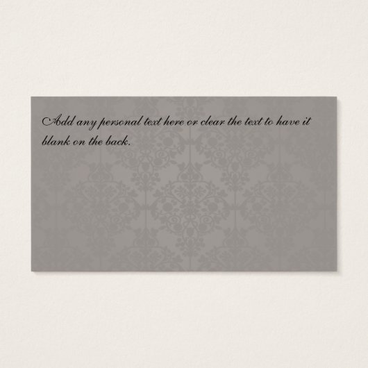 グレーアンドブラックダマスクウェディングメッセージカード (裏面)