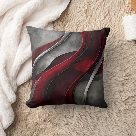 グレーアンドブルゴーニュワイン抽象芸術アート クッション (ブランケット)