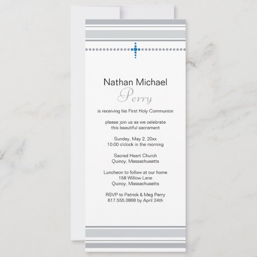 グレーアンドブルークロスファースト招待状 招待状 (正面)