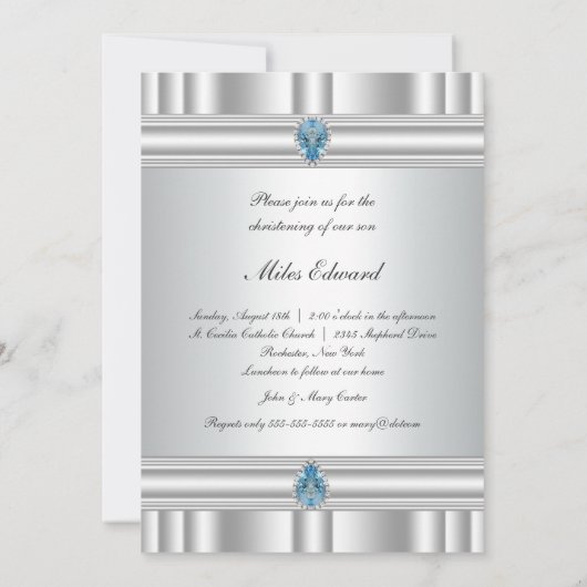 グレーアンドブルークロスボーイズ《キリスト教》洗礼式や命名式 招待状 (裏面)