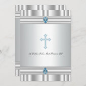 グレーアンドブルークロスボーイズ《キリスト教》洗礼式や命名式 招待状 (正面/裏面)