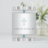 グレーアンドブルークロス《キリスト教》洗礼式や命名式 招待状 (スタンド正面)