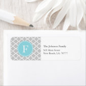 グレーアンドブルークローバーモノグラム住所 シール (インサイチュ)