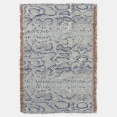 グレーアンドブルースネークスキンアニマルプリント スローブランケット (正面縦)