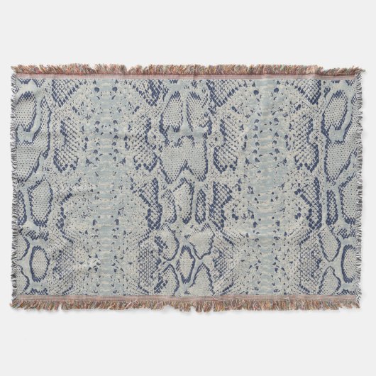 グレーアンドブルースネークスキンアニマルプリント スローブランケット (正面)