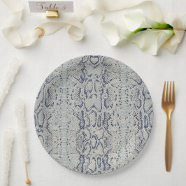 グレーアンドブルースネークスキンアニマルプリント ペーパープレート