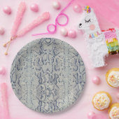 グレーアンドブルースネークスキンアニマルプリント ペーパープレート (パーティー)