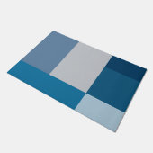 グレーアンドブルーズカラーブロックプリント ドアマット (アングル)