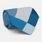 グレーアンドブルーズカラーブロックプリント ネクタイ (ロール)