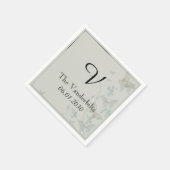 グレーアンドブルーバタフライメドウ結婚ズナプキン スタンダードカクテルナプキン (角)