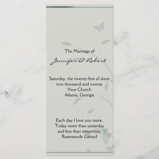 グレーアンドブルーバタフライメドウ結婚式 プログラム (正面)