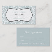 グレーアンドブルーフローラダマスクアポイントメントカード 予約カード (正面/裏面)