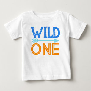 グレーアンドブルーワイルドワン第1誕生日Tシャツ ベビーTシャツ