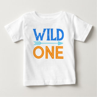 グレーアンドブルーワイルドワン第1誕生日Tシャツ ベビーTシャツ