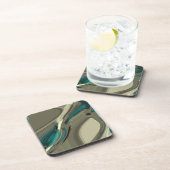 グレーアンドブルー抽象芸術アート コースター (右側)