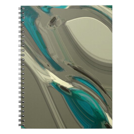 グレーアンドブルー抽象芸術アート ノートブック (正面)