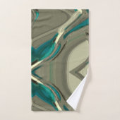 グレーアンドブルー抽象芸術アート バスタオルセット (ハンドタオル)