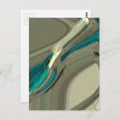 グレーアンドブルー抽象芸術アート ポストカード (正面/裏面)