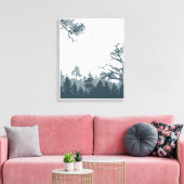 グレーアンドホワイトイラストレーションフォレストキャンバス キャンバスプリント (インサイチュ (リビング))