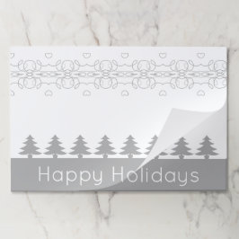 グレーアンドホワイトクリスマスをテーマにした紙ランチョンマット ペーパーパッド
