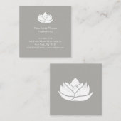 グレーアンドホワイトスクエアシンプルロータスビジネスカード スクエア名刺 (正面/裏面)