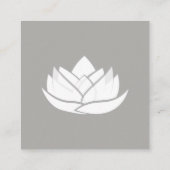 グレーアンドホワイトスクエアシンプルロータスビジネスカード スクエア名刺 (裏面)