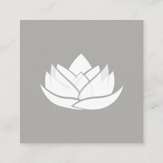 グレーアンドホワイトスクエアシンプルロータスビジネスカード スクエア名刺 (裏面)