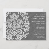 グレーアンドホワイトダマモダンスクブライダルシャワーパーティー 招待状 (正面)