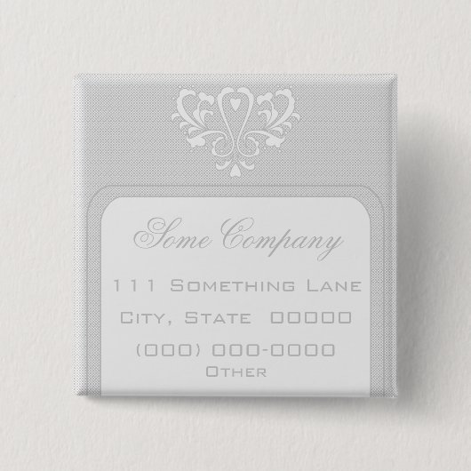 グレーアンドホワイトハートダマスク 缶バッジ (正面)