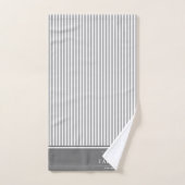 グレーアンドホワイトファームハウスストライプのカスタムバスタオル バスタオルセット (ハンドタオル)