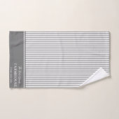 グレーアンドホワイトファームハウスストライプのカスタムバスタオル バスタオルセット (ハンドタオル)