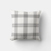 グレーアンドホワイトファームハウスタータンチェック格子模様 クッション (正面)