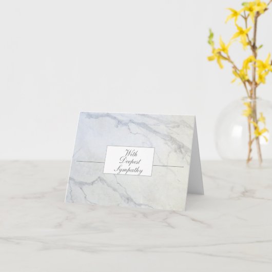 グレーアンドホワイトマーブル悔やみや弔慰 カード (黄色い花)