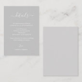 グレーアンドホワイトミニマル結婚リストホテル詳細 エンクロージャーカード (正面/裏面)