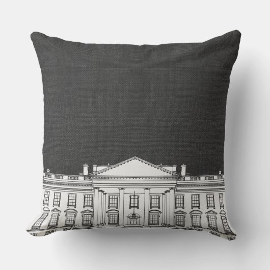 グレーアンドホワイトワシントンDCザホワイトハウス クッション (正面)