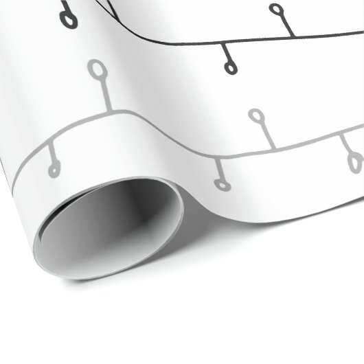 グレーアンドホワイト抽象芸術ホリデーライツクリスマス ラッピングペーパー (ロールコーナー)