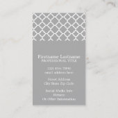 グレーアンドミントクローバーパターン名前をカスタムする 名刺 (裏面)