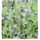 グレーアンドライムグリーンペイントボール シャワーカーテン (正面)